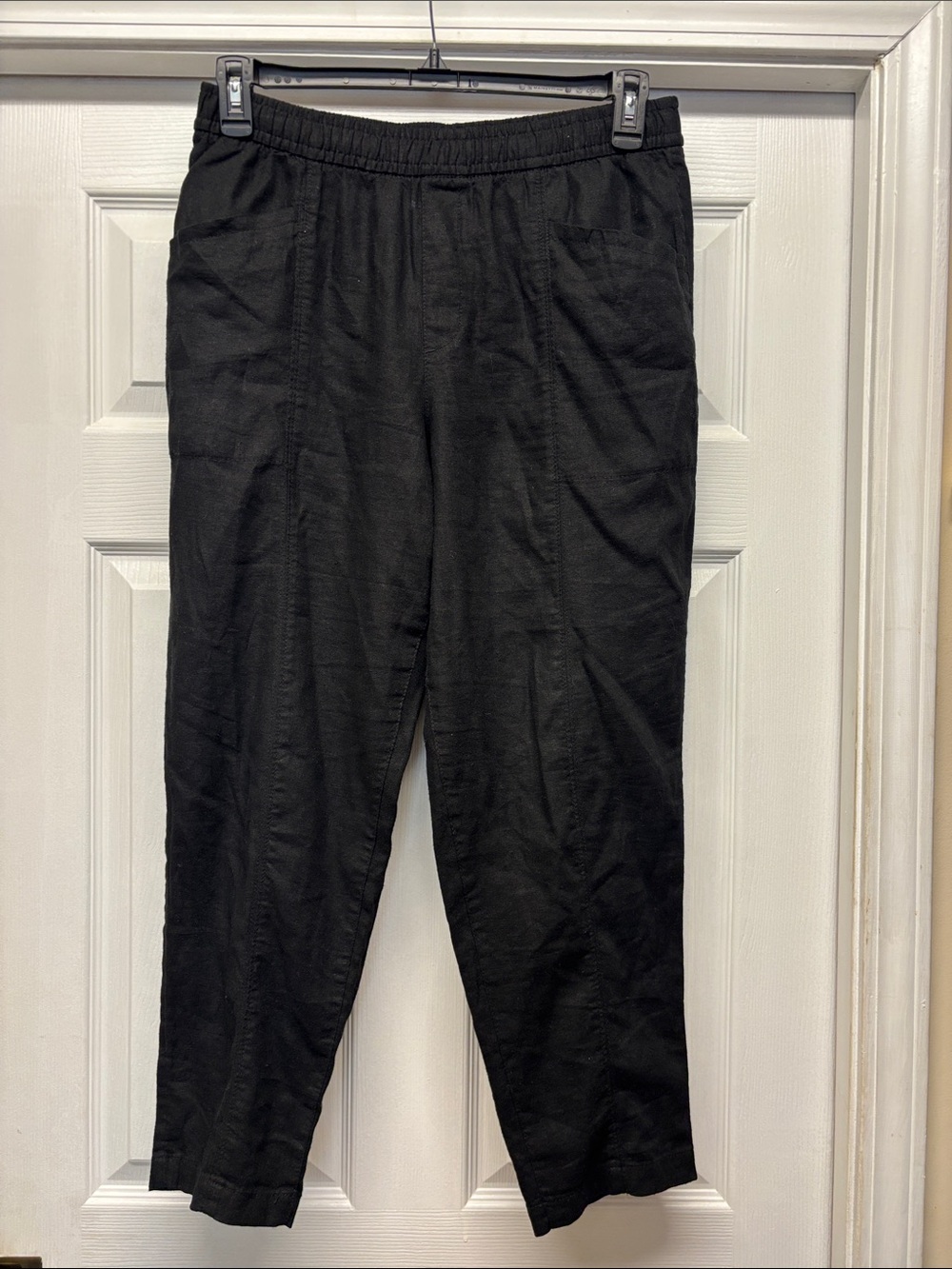 Old Navy Relaxed Fit Linen Black Elastic-Waist Casual Pants Medium
